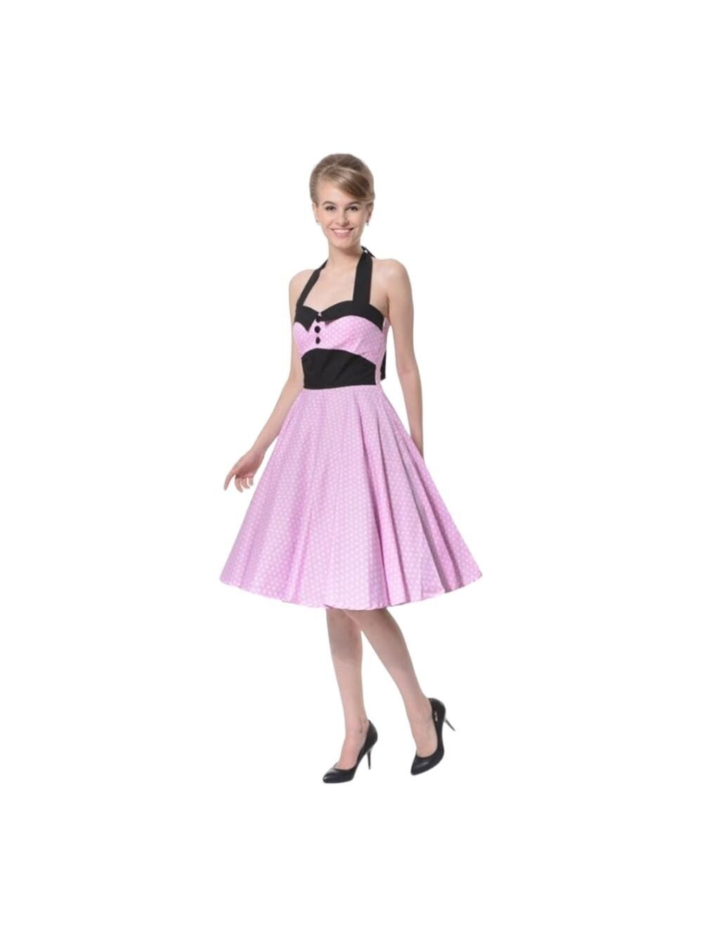 Fifties Chic Vintage Inspired Polka Dot Pin-up Halter Dress Medium EUC